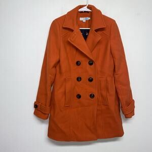 Boden Ledbury Pea Coat in Orange Peel Vibrant Size US 8 Career Capsule Classic